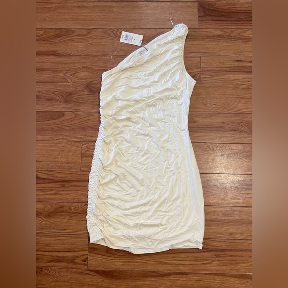 a new day Dresses & Skirts - A New Day One Shoulder Ruched Dress Ivory szM NWT